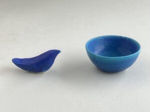 トルコ釉盃とトルコ釉鳥はし置き